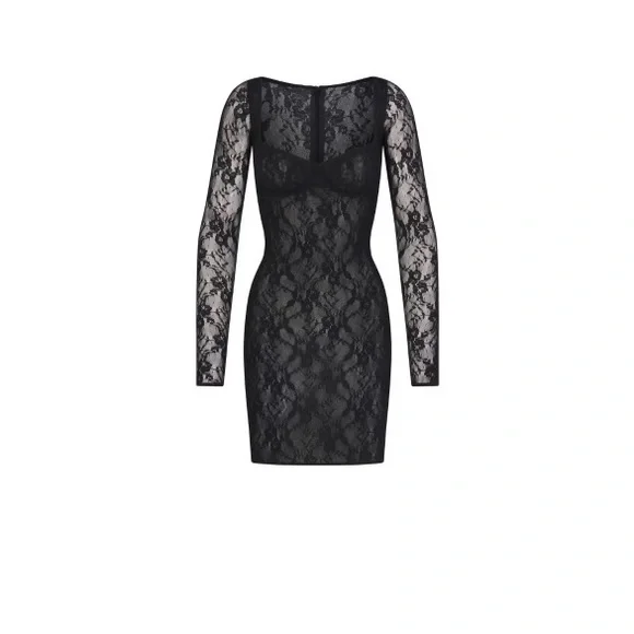 Stretch lace lined long sleeve underwire dress Stretch lace lined long sleeve underwire dress